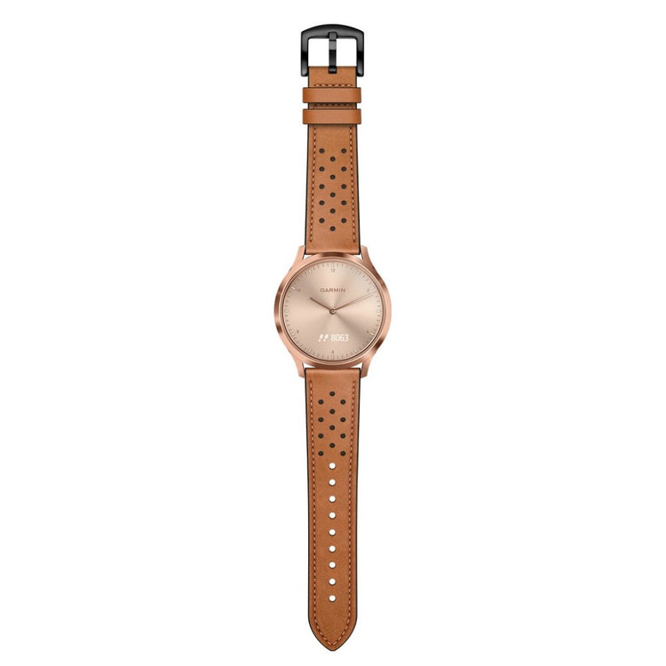 Fed Garmin Vivoactive 3 / Garmin Vivomove HR Ægte læder Rem - Brun#serie_2