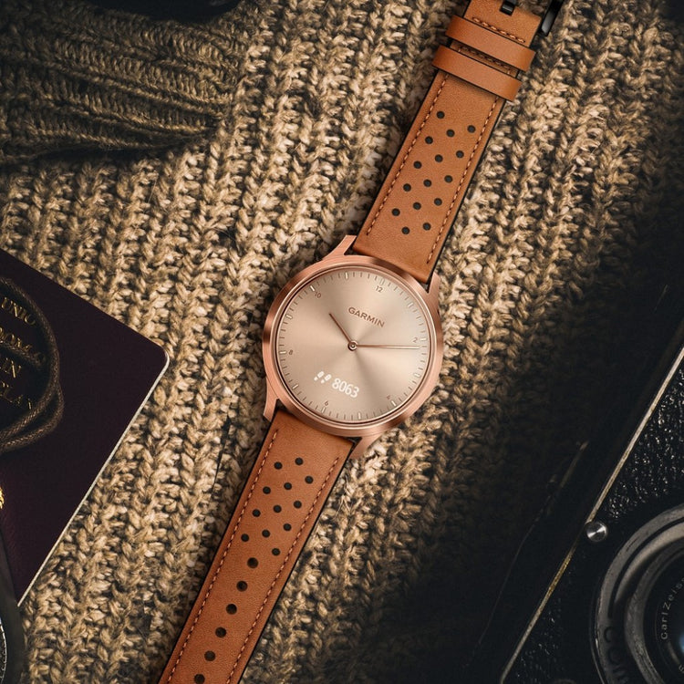 Fed Garmin Vivoactive 3 / Garmin Vivomove HR Ægte læder Rem - Brun#serie_2