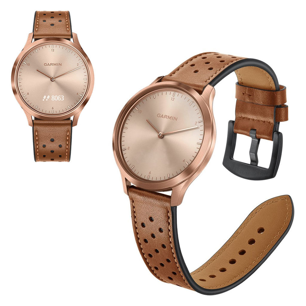 Fed Garmin Vivoactive 3 / Garmin Vivomove HR Ægte læder Rem - Brun#serie_2