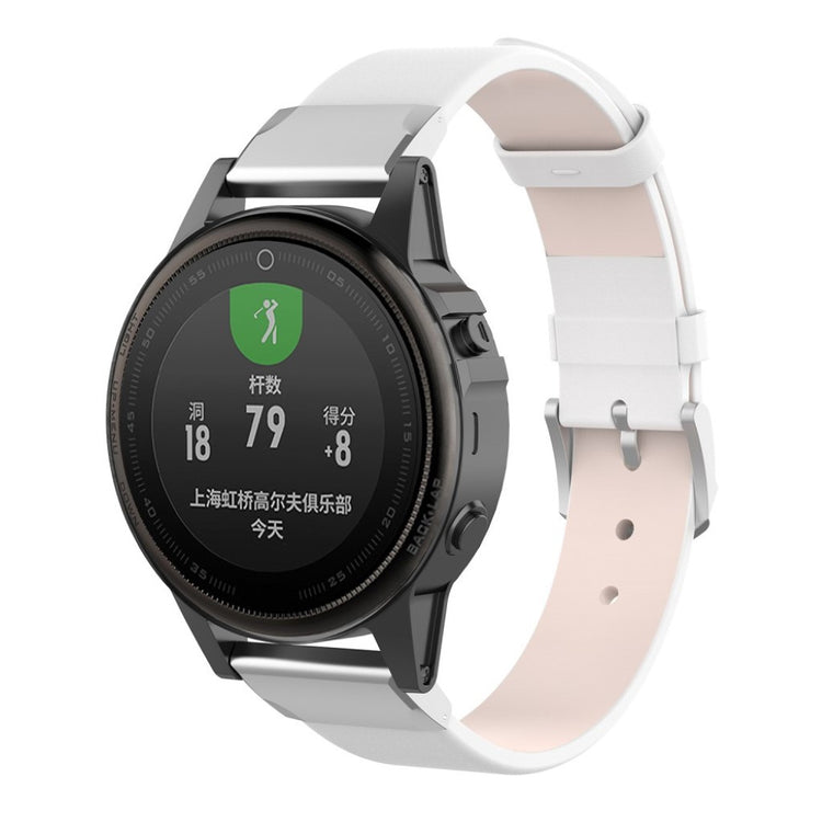 Tidsløst Garmin Fenix 6S / Garmin Fenix 5S Ægte læder Rem - Hvid#serie_2