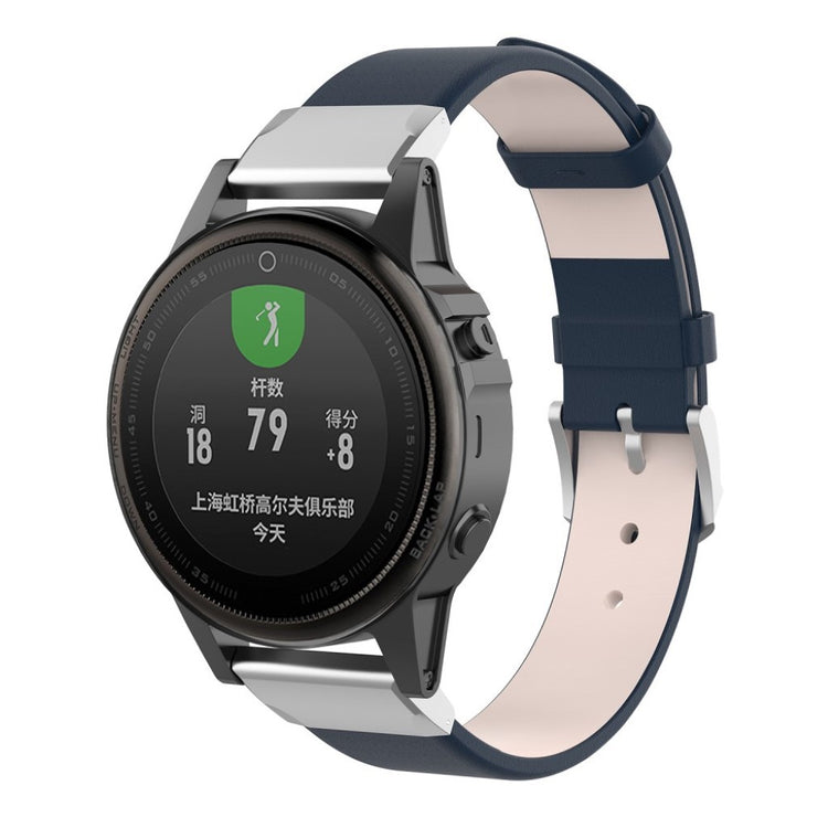 Tidsløst Garmin Fenix 6S / Garmin Fenix 5S Ægte læder Rem - Blå#serie_4