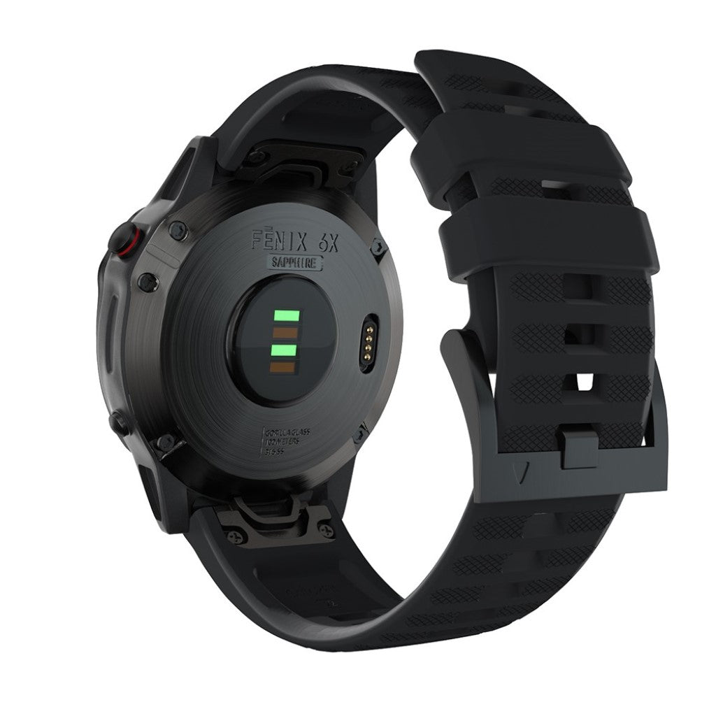 Kønt Garmin Fenix 6X Pro / Garmin Fenix 6X Silikone Rem - Sort#serie_1