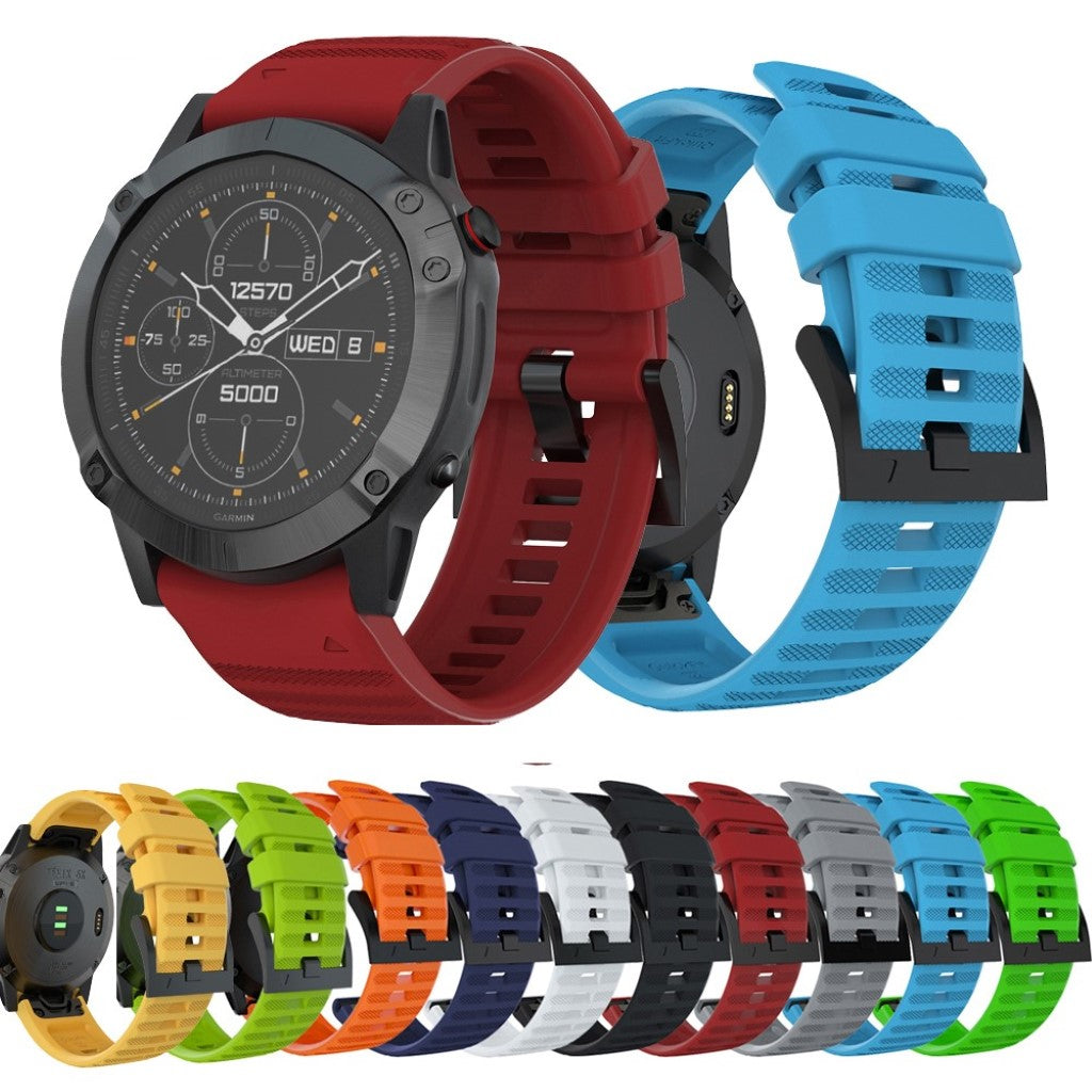 Kønt Garmin Fenix 6X Pro / Garmin Fenix 6X Silikone Rem - Sort#serie_1