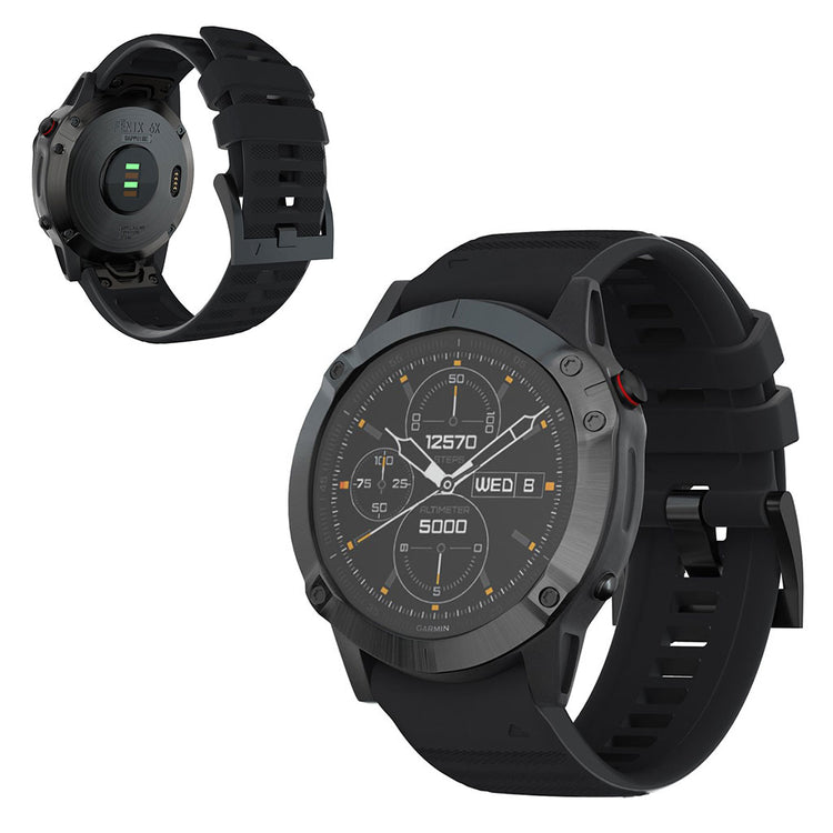Kønt Garmin Fenix 6X Pro / Garmin Fenix 6X Silikone Rem - Sort#serie_1