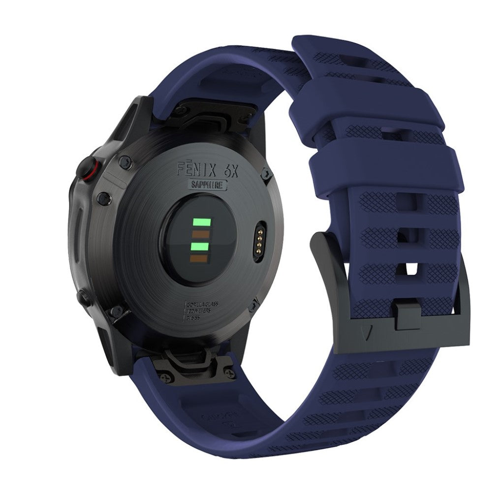Kønt Garmin Fenix 6X Pro / Garmin Fenix 6X Silikone Rem - Blå#serie_10