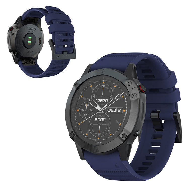 Kønt Garmin Fenix 6X Pro / Garmin Fenix 6X Silikone Rem - Blå#serie_10