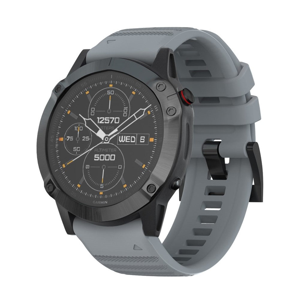 Kønt Garmin Fenix 6X Pro / Garmin Fenix 6X Silikone Rem - Sølv#serie_2
