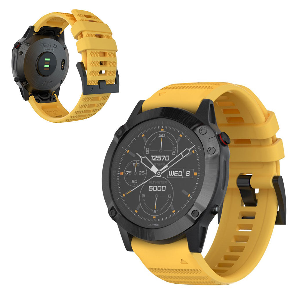 Kønt Garmin Fenix 6X Pro / Garmin Fenix 6X Silikone Rem - Gul#serie_9