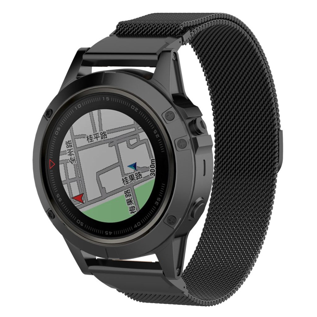 Stilfuld Garmin Fenix 5X / Garmin Tactix Charlie Metal Rem - Sort#serie_4