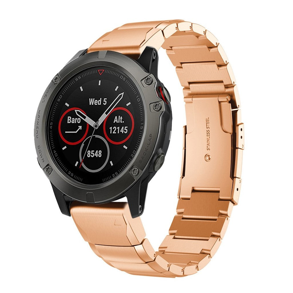 Smuk Garmin Fenix 5X / Garmin Tactix Charlie Metal Rem - Pink#serie_2