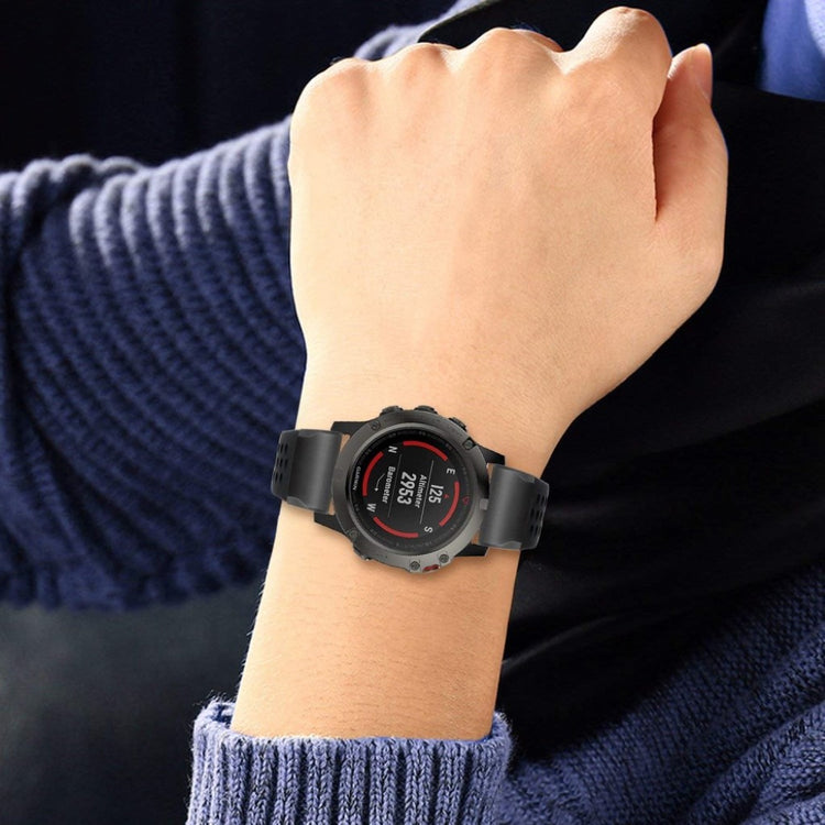 Udsøgt Garmin Fenix 5X / Garmin Tactix Charlie Silikone Rem - Sort#serie_2