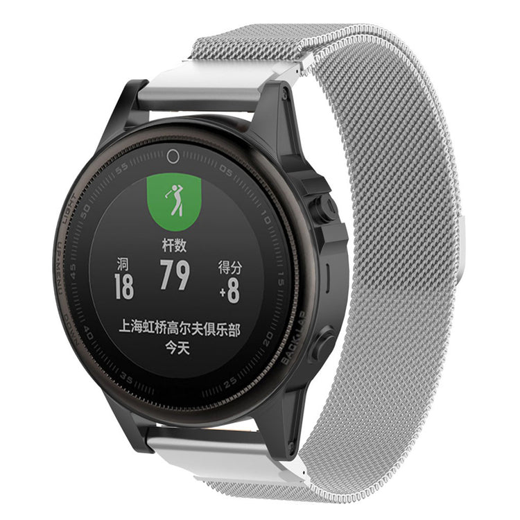 Mega slidstærk Garmin Fenix 5S Metal Rem - Sølv#serie_3