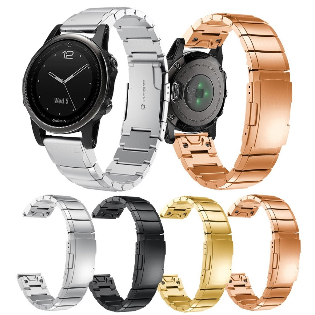 Meget holdbart Garmin Fenix 5S Metal Rem - Sort#serie_1