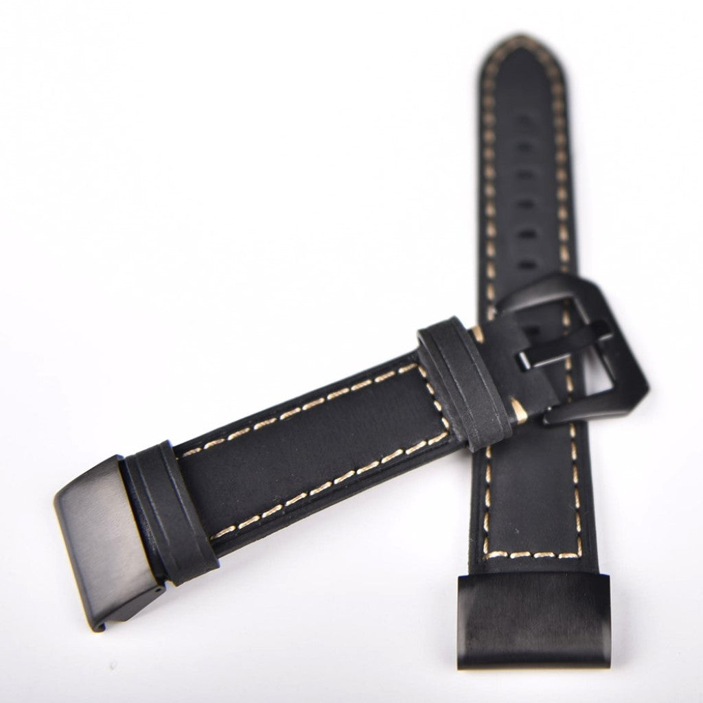 Rigtigt fed Garmin Fenix 5S Ægte læder Rem - Sort#serie_1