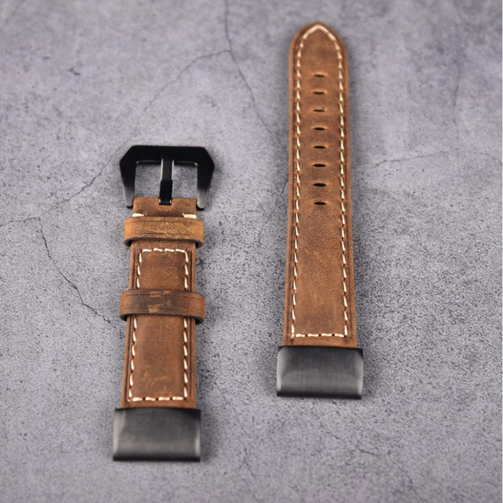 Rigtigt fed Garmin Fenix 5S Ægte læder Rem - Brun#serie_3
