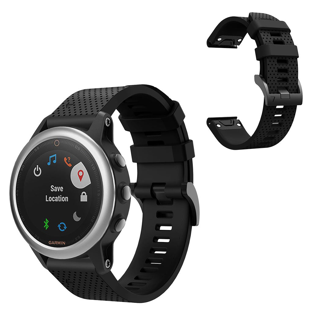 Vildt skรธn Garmin Fenix 5S Silikone Rem - Sort#serie_1