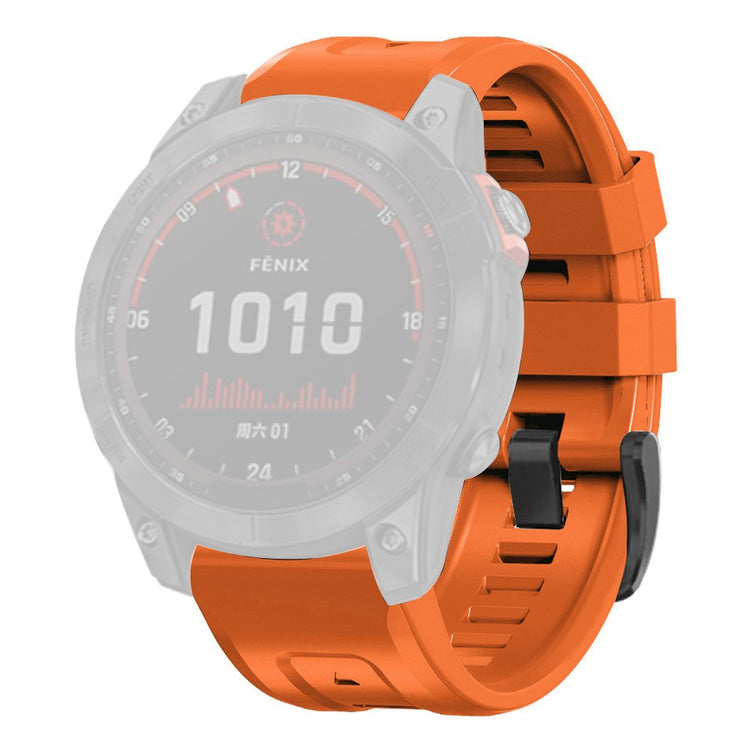 Super hårdfør Garmin Fenix 7X Silikone Rem - Orange#serie_2