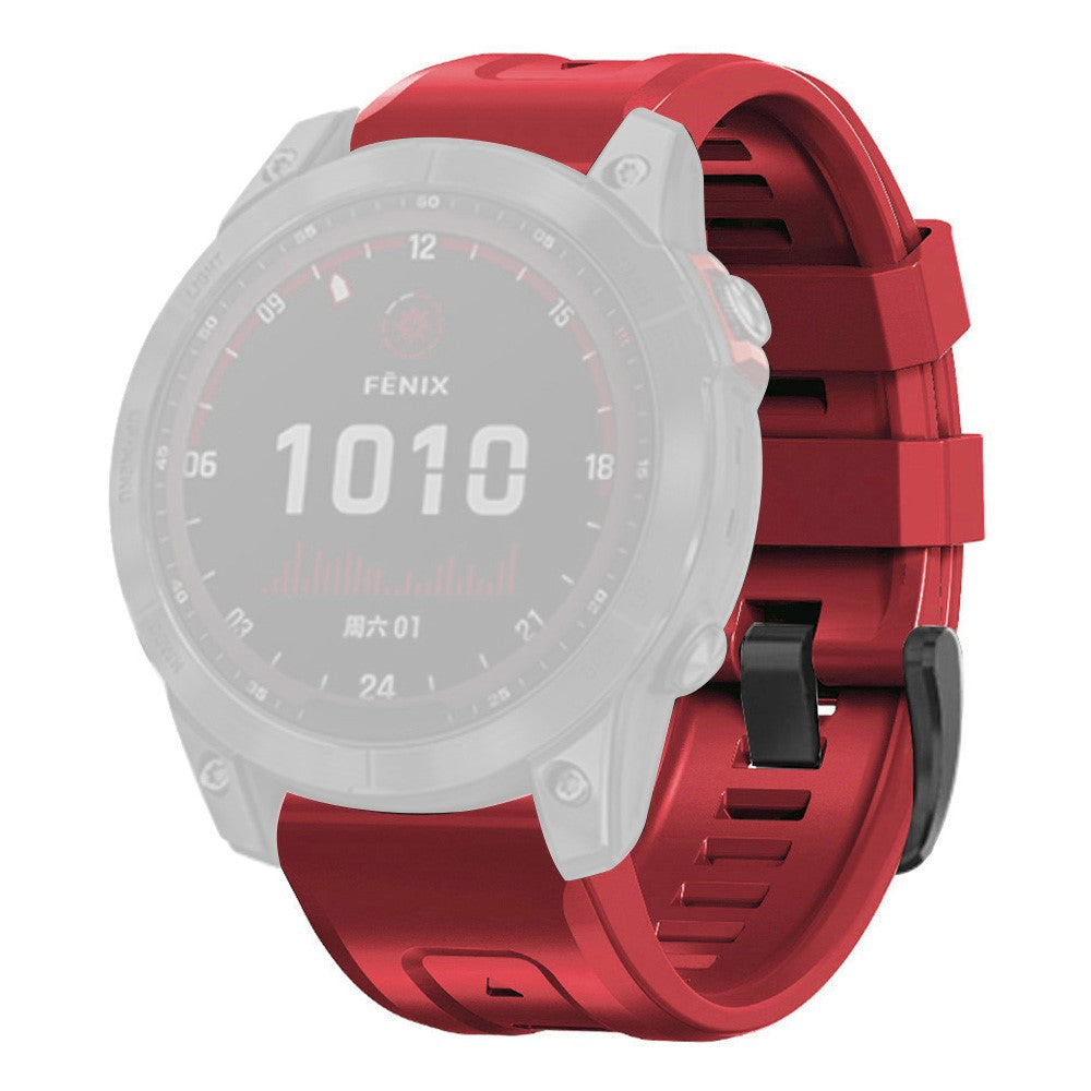Super hårdfør Garmin Fenix 7X Silikone Rem - Rød#serie_4