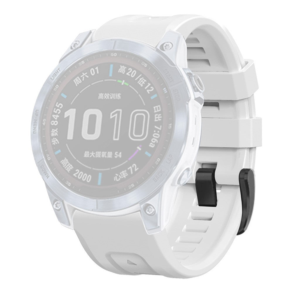 Super hårdfør Garmin Fenix 7X Silikone Rem - Hvid#serie_5
