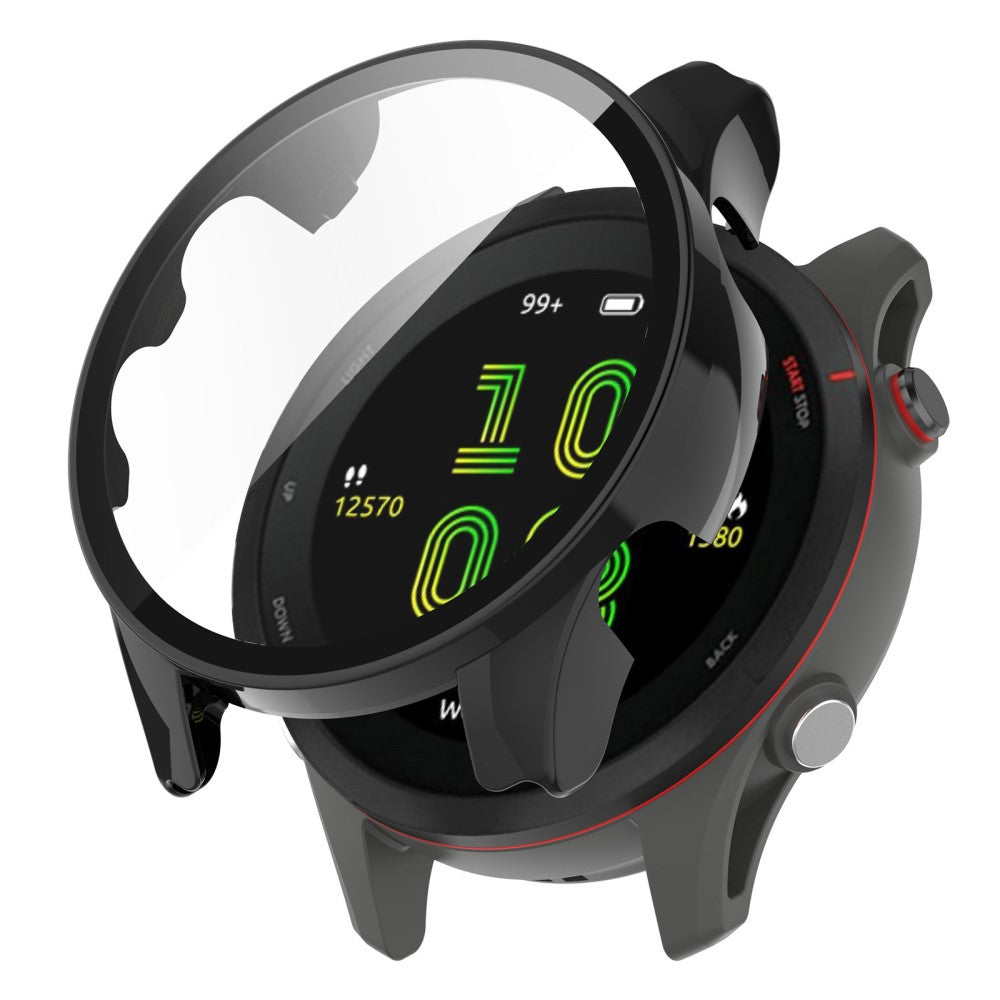 Fed Garmin Forerunner 255S Cover med Skรฆrmbeskytter i Plastik og Hรฆrdet Glas - Sort#serie_1