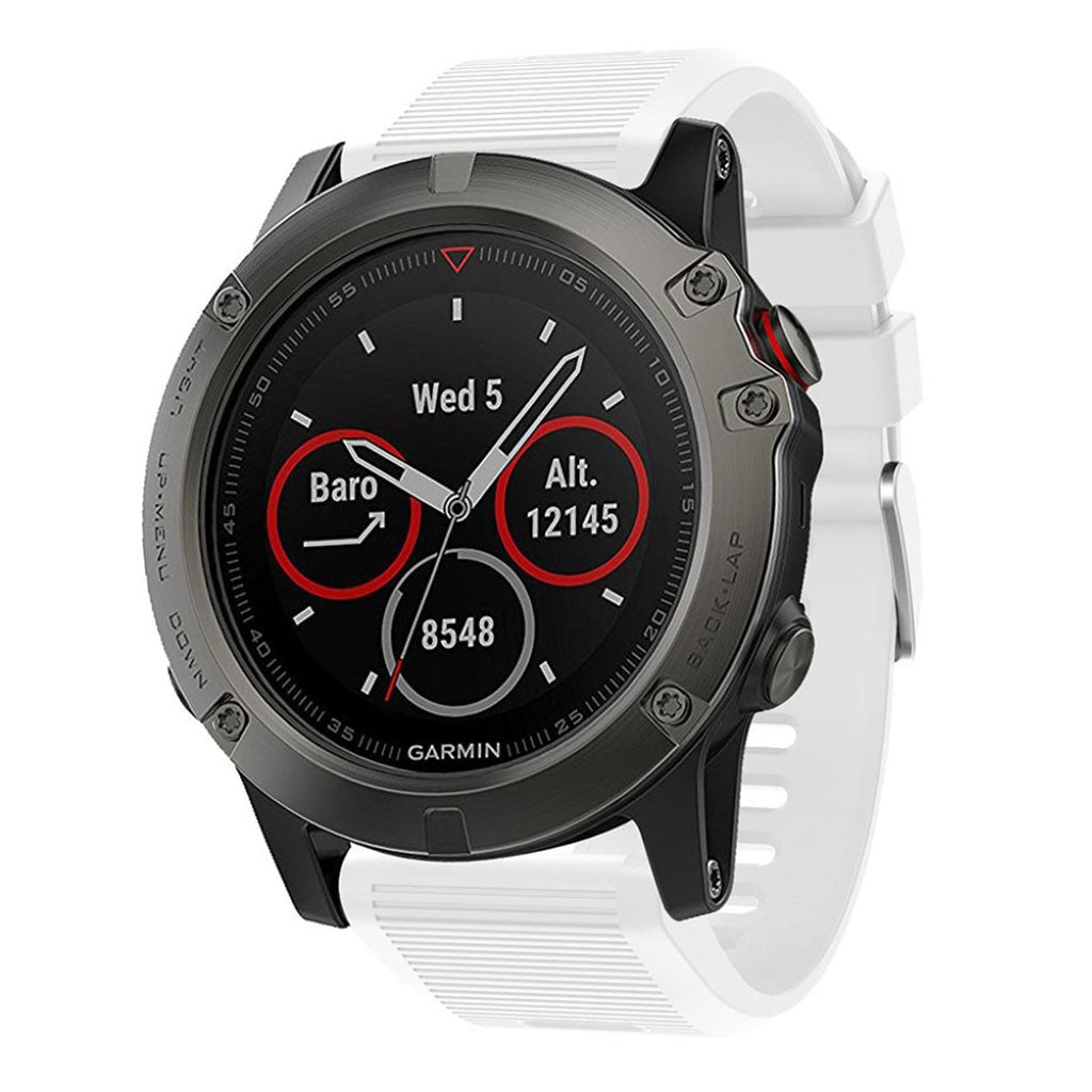 Tidslรธst Garmin Fenix 5X Plus Silikone Rem - Hvid#serie_1