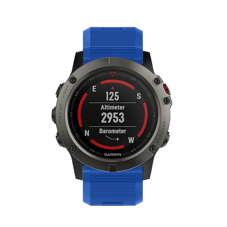 Tidsløst Garmin Fenix 5X Plus Silikone Rem - Blå#serie_10