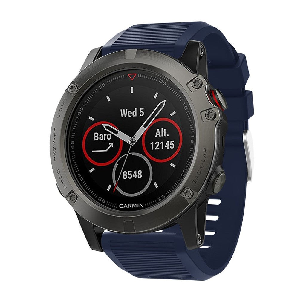Tidsløst Garmin Fenix 5X Plus Silikone Rem - Blå#serie_12