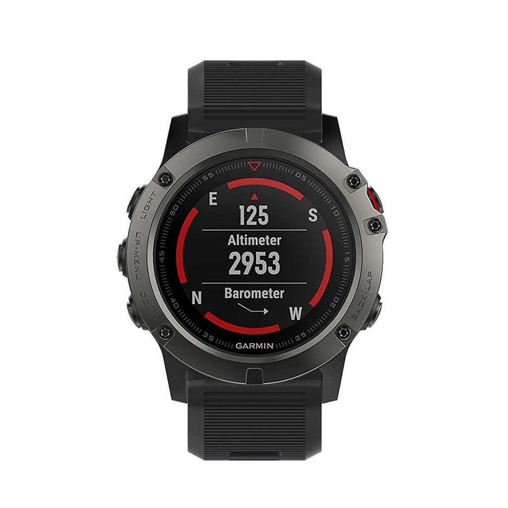 Tidsløst Garmin Fenix 5X Plus Silikone Rem - Sort#serie_13