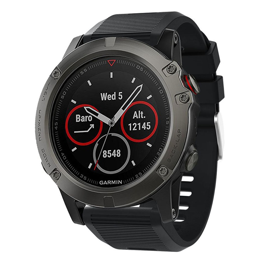 Tidsløst Garmin Fenix 5X Plus Silikone Rem - Sort#serie_13