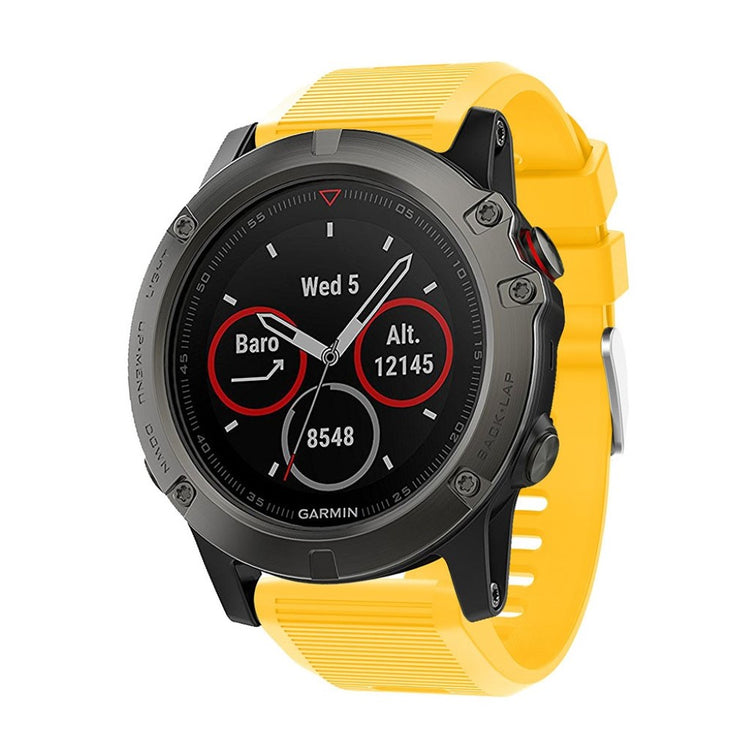 Tidsløst Garmin Fenix 5X Plus Silikone Rem - Gul#serie_6