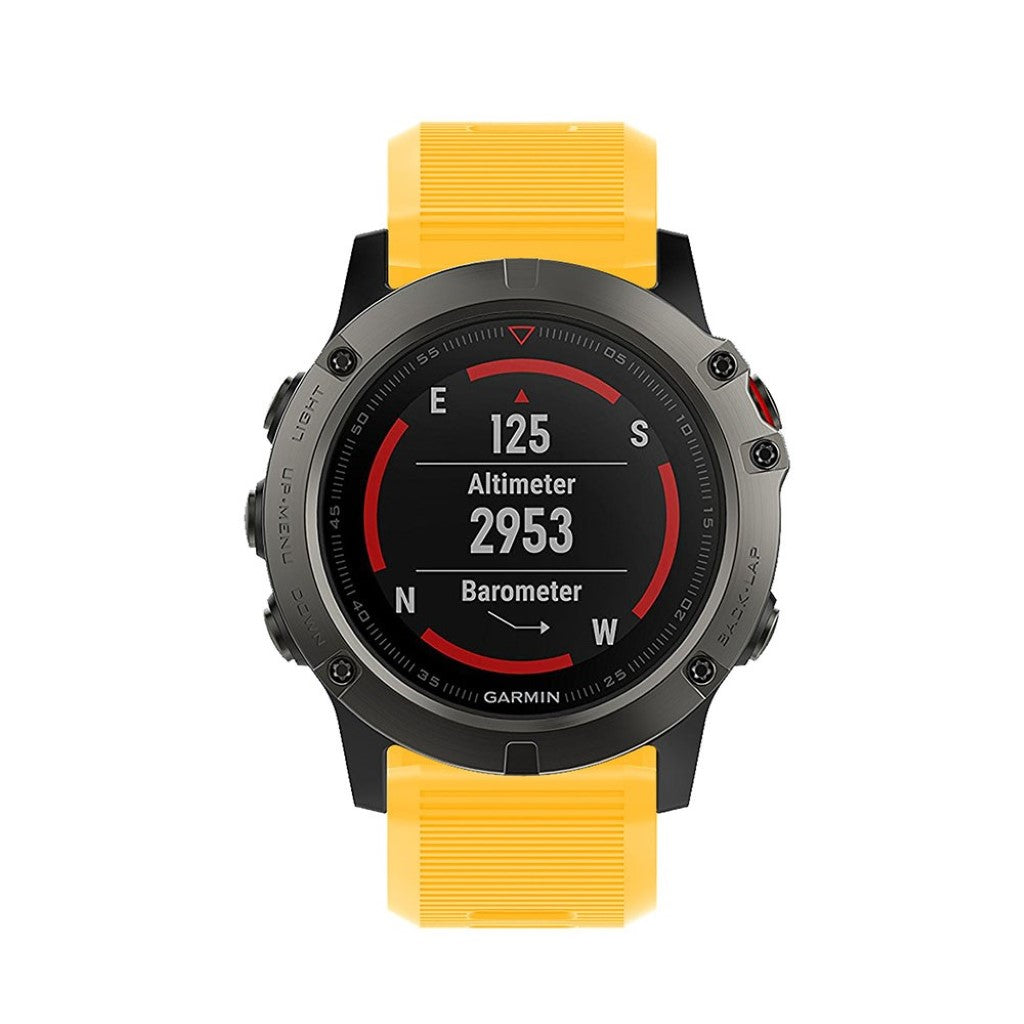 Tidsløst Garmin Fenix 5X Plus Silikone Rem - Gul#serie_6