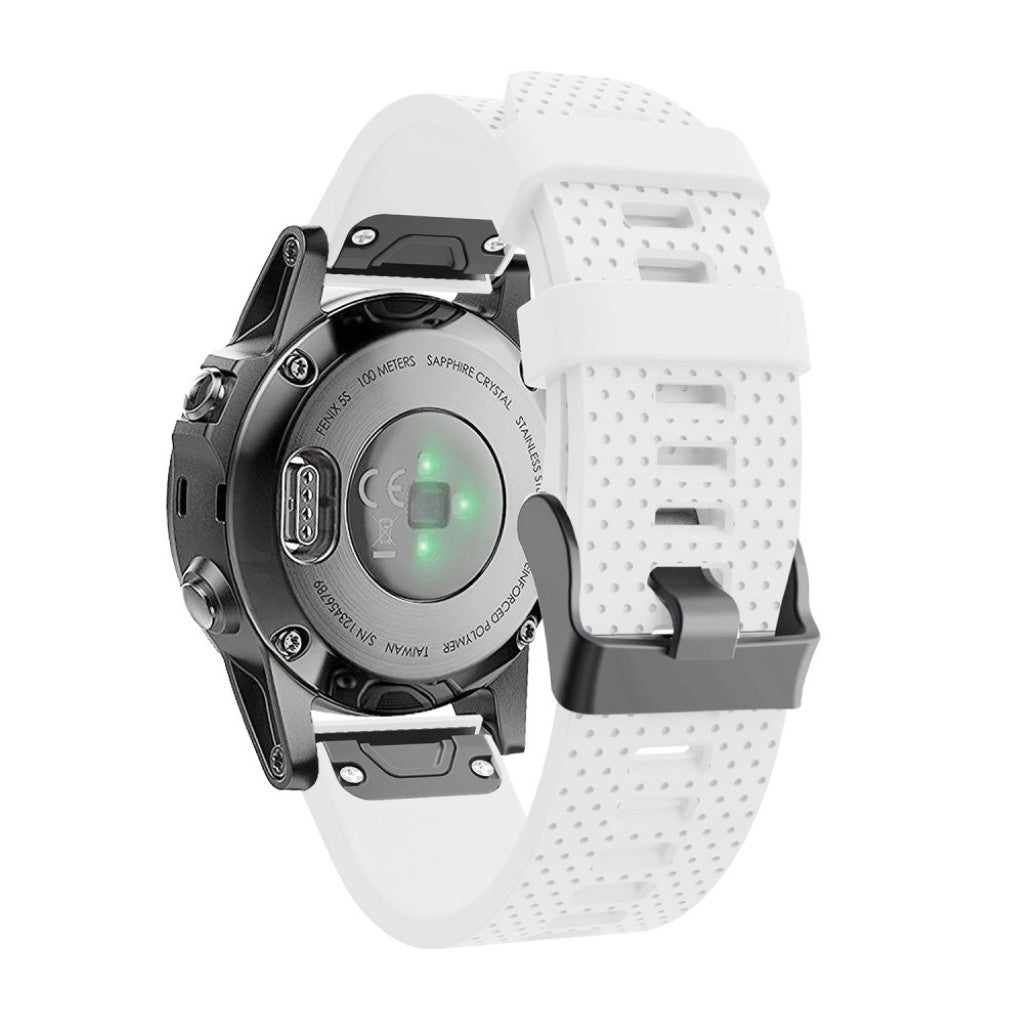 Mega hårdfør Garmin Fenix 5S Plus Silikone Rem - Hvid#serie_2