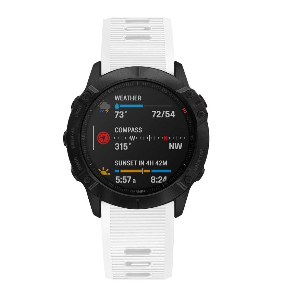 Sejt Garmin Fenix 6X Silikone Rem - Hvid#serie_2