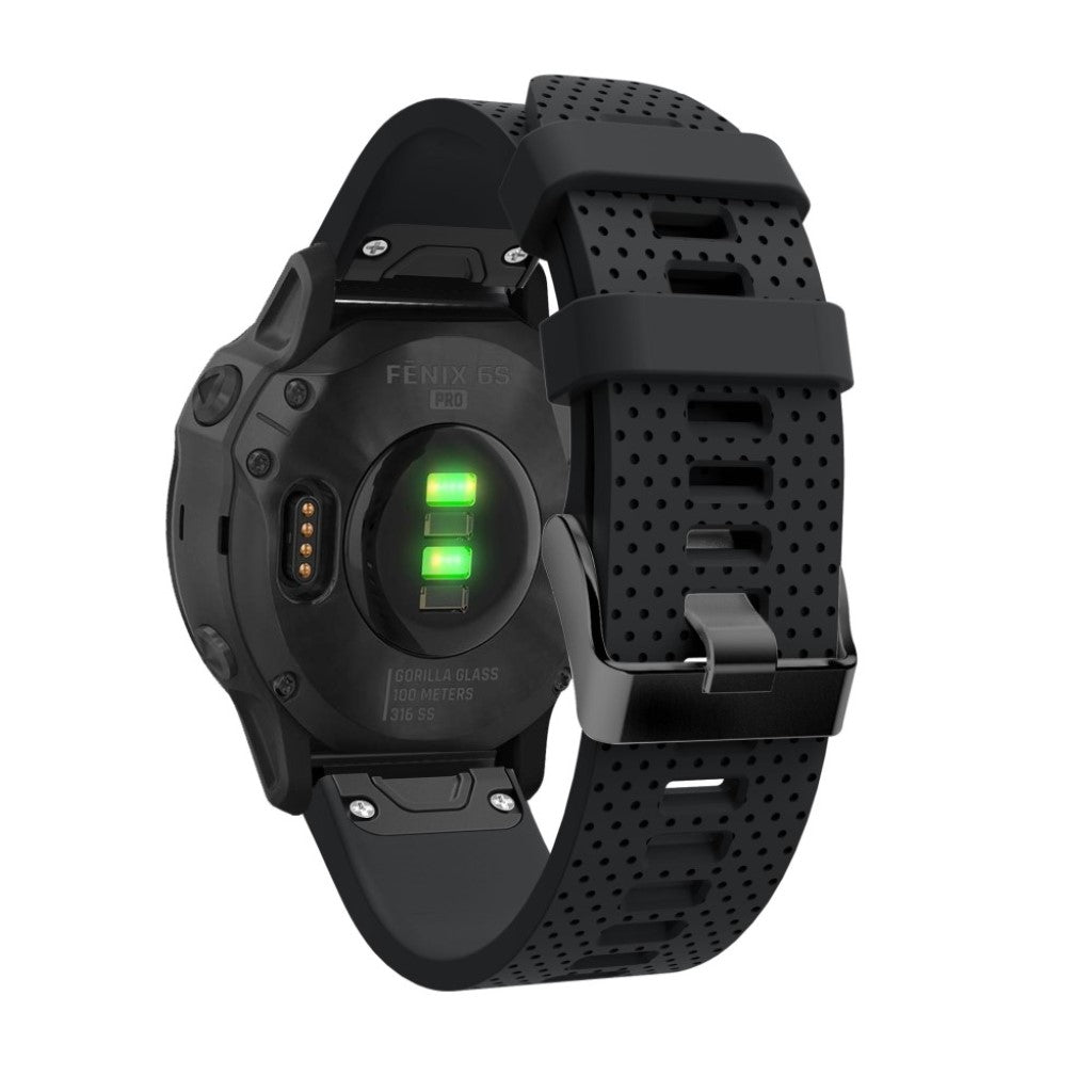 Helt vildt komfortabel Garmin Fenix 6S Silikone Rem - Sort#serie_1