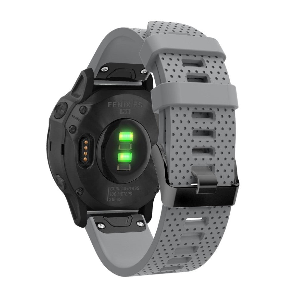 Helt vildt komfortabel Garmin Fenix 6S Silikone Rem - Sølv#serie_3