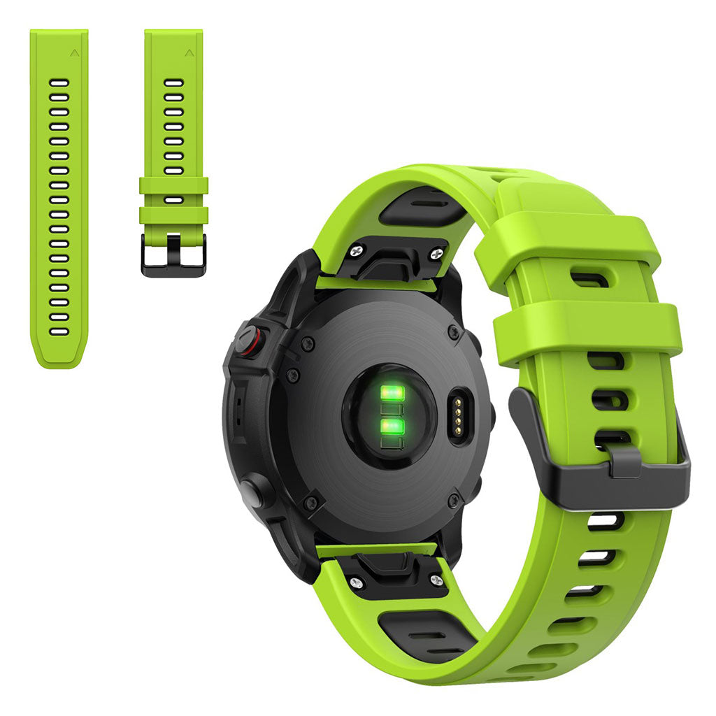 Dual color silicoone watch band for Garmin watch - Lime / Black#serie_10