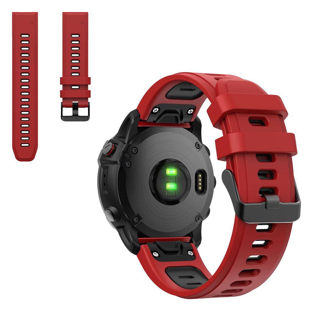 Dual color silicoone watch band for Garmin watch - Red / Black#serie_8