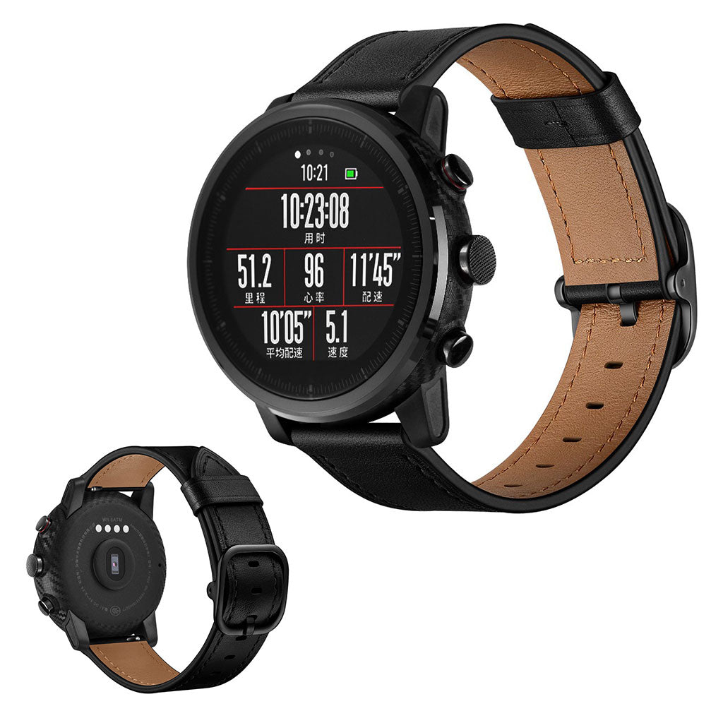 Nydelig Amazfit Stratos 2 \ 2s / Amazfit 1 รgte lรฆder Rem - Sort#serie_1