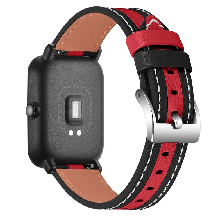 Mega holdbart Amazfit Bip / Amazfit Bip Lite Ægte læder Rem - Rød#serie_2