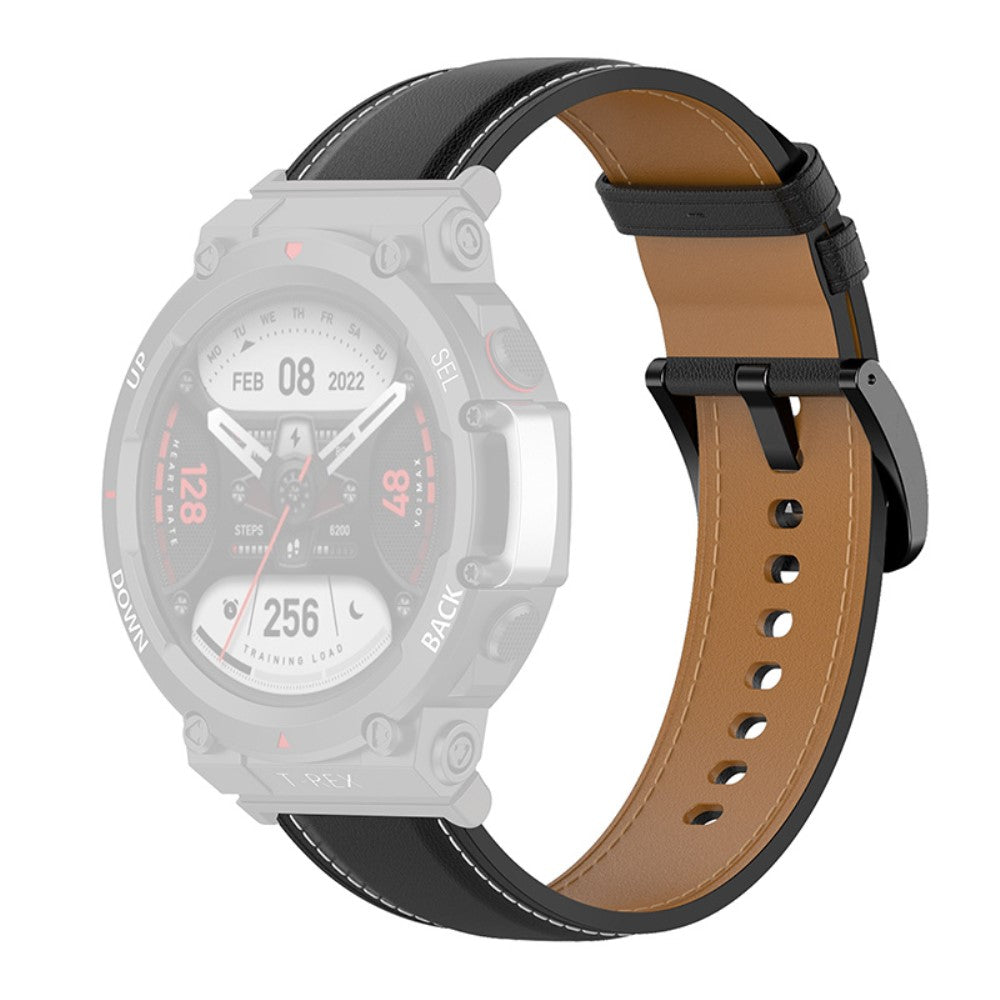 Meget fantastisk Amazfit T-Rex 2 รgte lรฆder Rem - Sort#serie_1