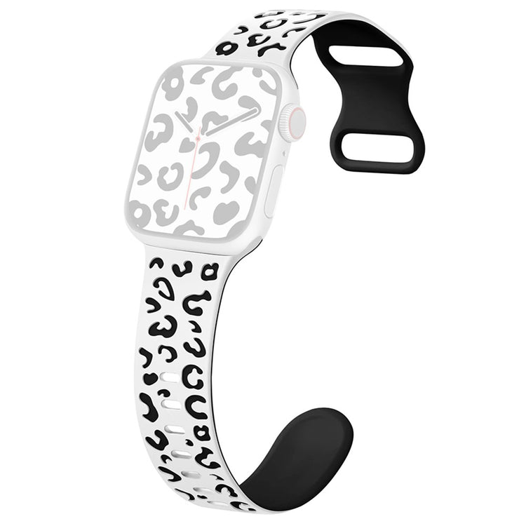 Apple Watch Series 41mm - 40mm - 38mm Leopard Silicone Strap - White+Black#serie_1