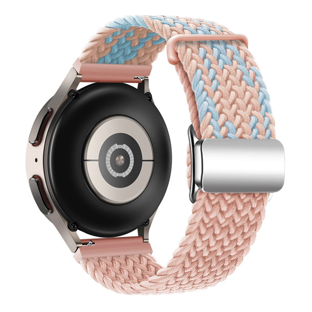 Universal 22mm Woven Watch Strap Silver Magnetic Buckle Replacement Wrist Band - Blue+Pink+Pink#serie_7