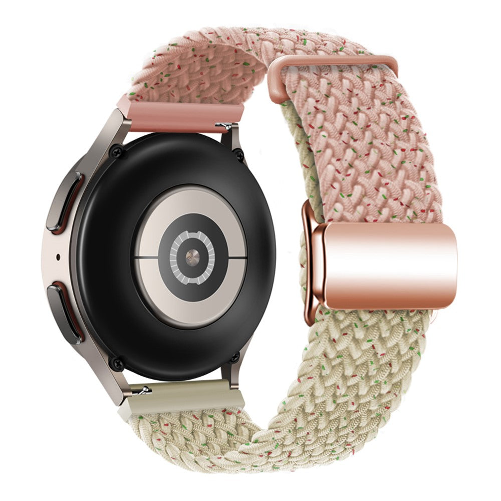 22mm Universal Smartwatch Strap Magnetic Buckle Replacement Woven Wrist Band - Confetti Pink+Starlight/Rose Gold Buckle#serie_6