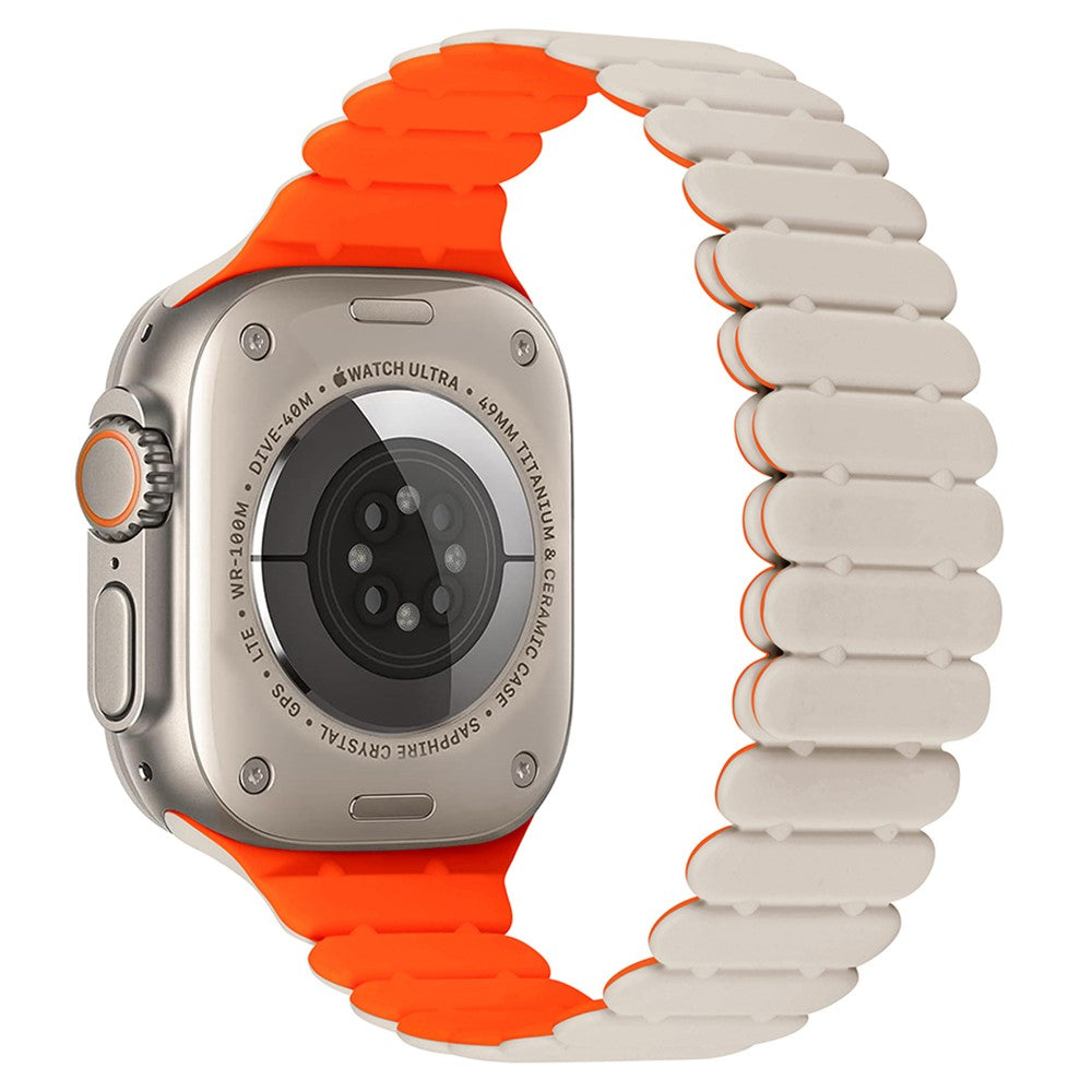 Apple Watch Series 49mm - 45mm - 44mm - 42mm Bamboo Joint Strap - Starlight+Orange#serie_9