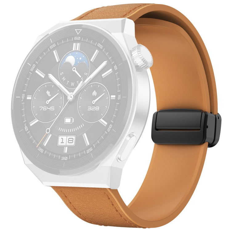 Huawei Watch 4 / 4 Pro / GT 4 46mm Watch Strap 22mm Magnetic Leather Coated Silicone Band - Light Brown#serie_12