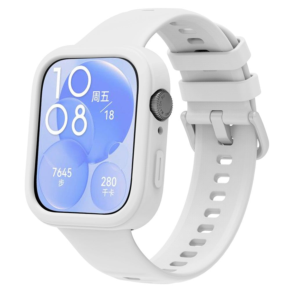 Huawei Watch Fit 3 Silicone Band Wrist Strap with Watch Case - White#serie_4