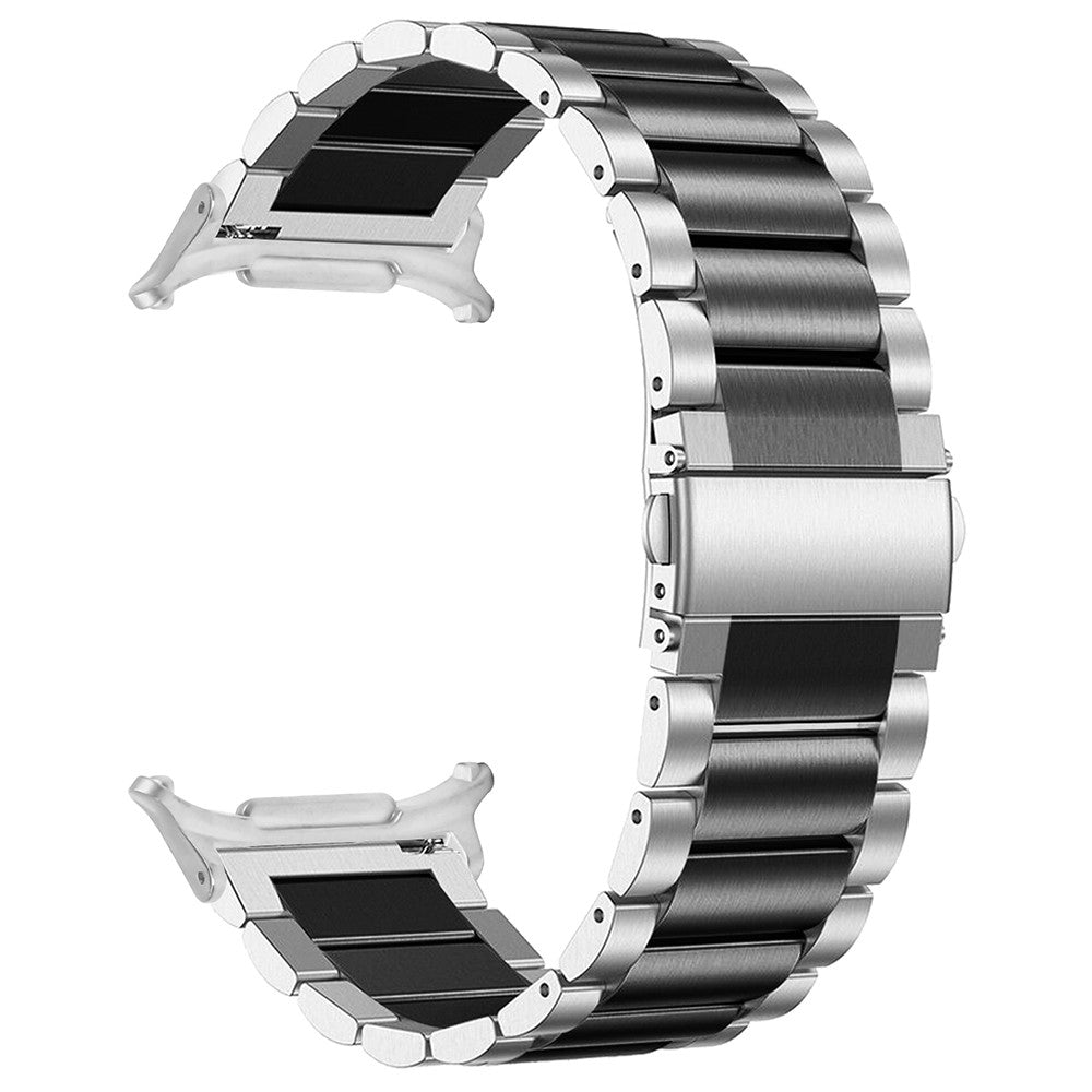 Samsung Galaxy Watch Ultra 47mm Watch Band 3-Bead Stainless Steel Metal Strap - Silver+Black#serie_3