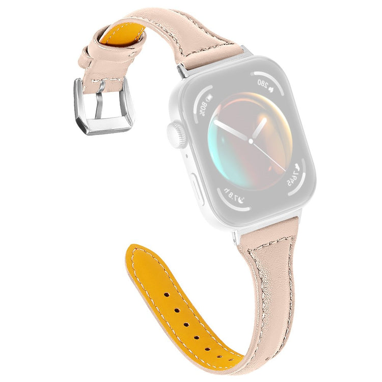 Huawei Watch Fit 3 Watch Strap Genuine Cow Leather Band Stitching Lines - Apricot#serie_8