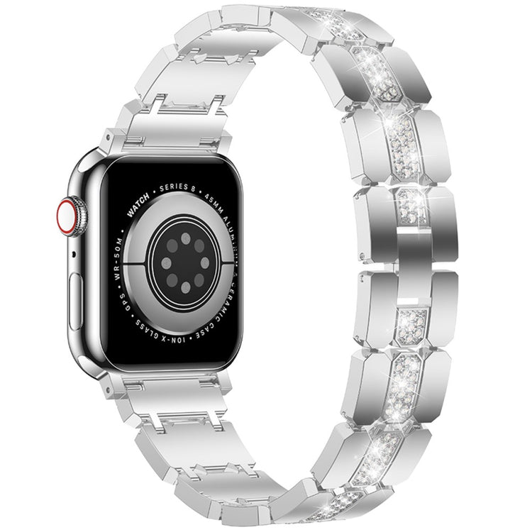 Zinc Alloy Band for Apple Watch Series 49mm - 45mm - 44mm - 42mm Rhinestones Decor Strap - Silver#serie_6