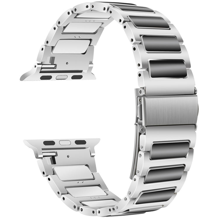 Apple Watch Series 41mm - 40mm - 38mm Sports Watch Strap Zinc Alloy Wrist Band - Silver+Black#serie_4